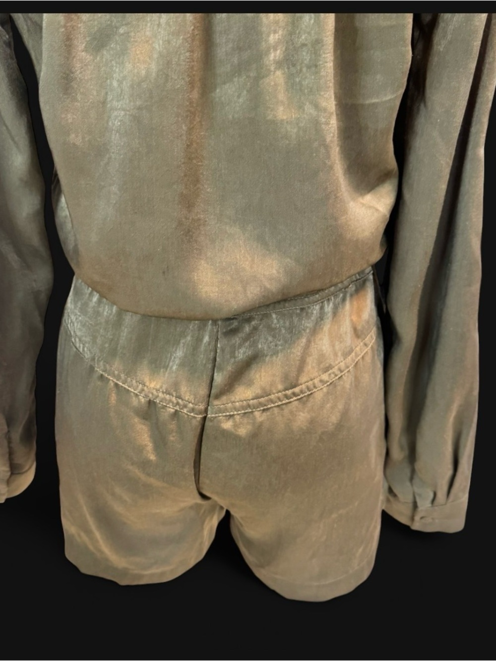 MAAC Olive Utility Drawstring/ long ties and zipper Romper silky material size s - Picture 10 of 13